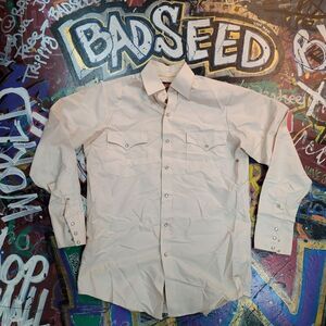 Red Rider Western Pearl Snap shirt size Small - Beige long sleeve cowboy shirt​
